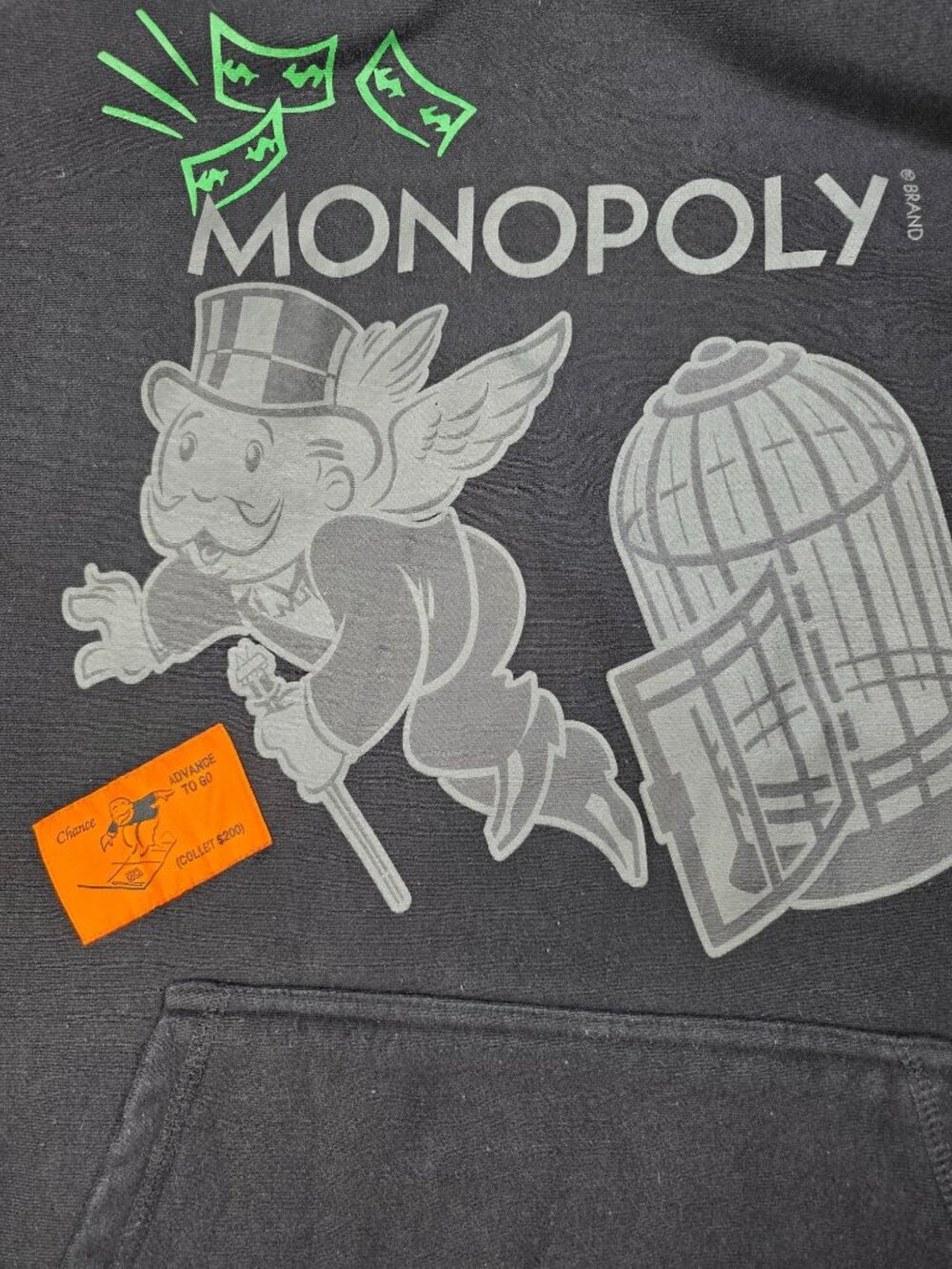 Monopoly x Shoe Palace Black Hoodie 2XL Get Out Of Jail Free Graphic Pullover